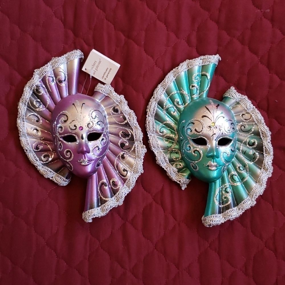 LA MASCHERA DEL GALEONE ITALIAN VENETIAN CARNIVAL MASK WALL DECOR, Set of 2